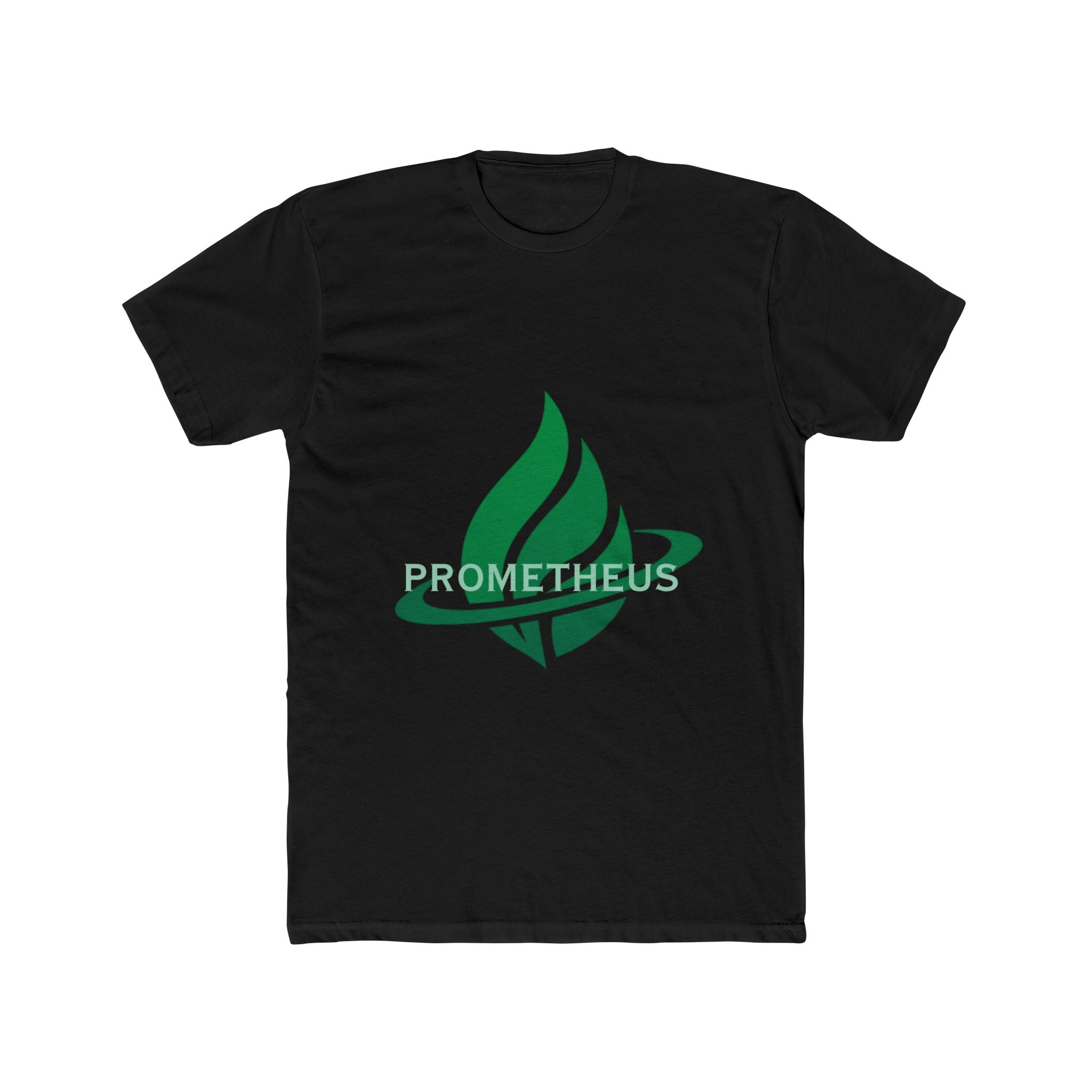Prometheus Statue Graphic Tee — Mythic Green Flame Logo T-Shirt